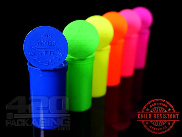 Squeezetops® PST13 Fluorescent Mix Child Resistant Containers 1200/Box - 3