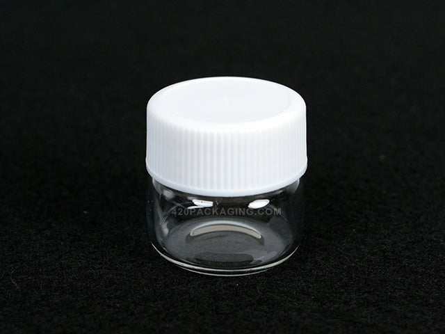 2 Dram Glass Concentrate Jars With White Lid 144/Box - 2