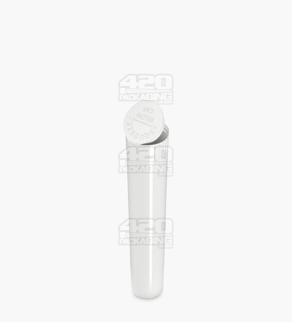 95mm White Opaque Child Resistant Pop Top Plastic Pre-Roll Tubes 1000/Box