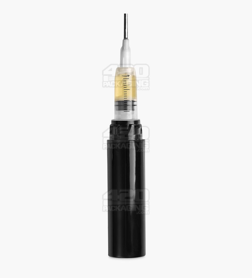 Luer Lock 1ml Black Plastic Child Resistant DymaPak Dab Applicator Syringes w/ Needle Tip 500/Box - 2