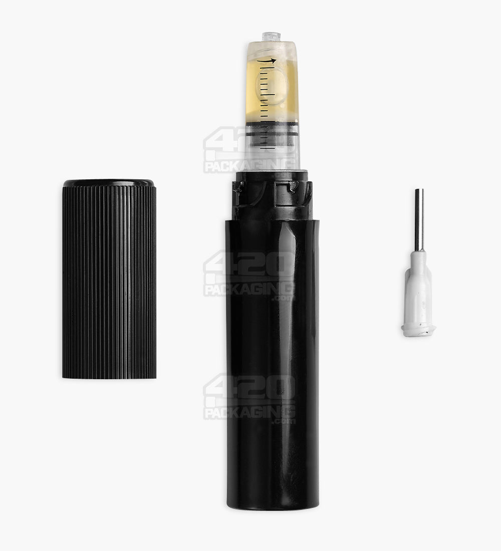 Luer Lock 1ml Black Plastic Child Resistant DymaPak Dab Applicator Syringes w/ Needle Tip 500/Box - 5