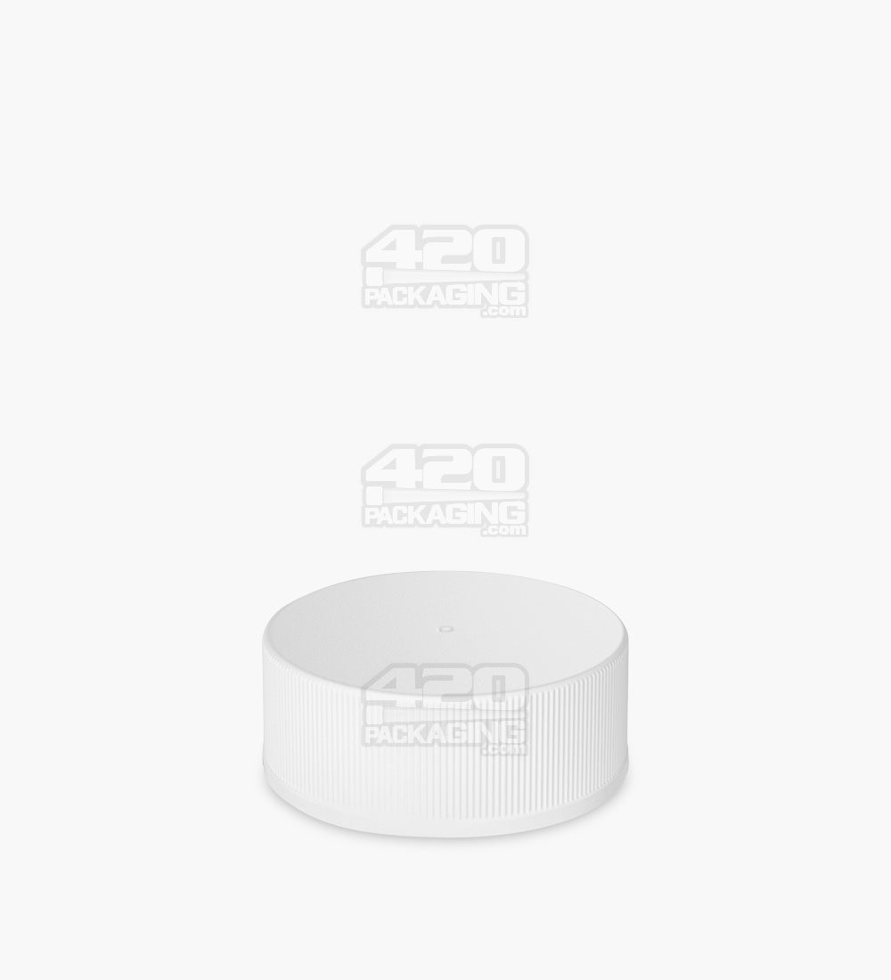 38mm Ribbed Push and Turn Child Resistant Plastic Caps With Foam Liner - Matte White - 320/Box