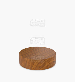 53mm Flat Push & Turn Plastic Child Resistant Caps w/ Foam Liner - Walnut Wood - 120/Box - 3