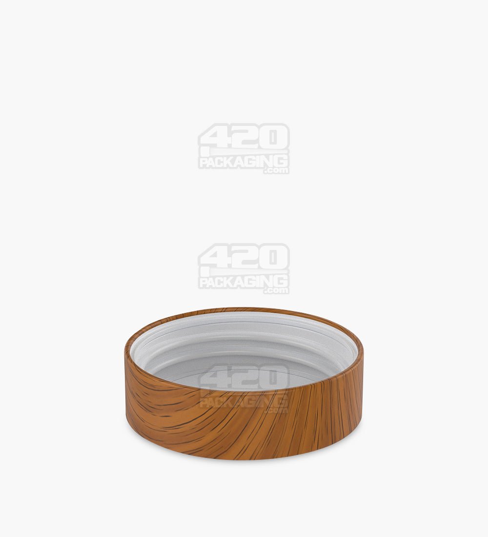 53mm Flat Push & Turn Plastic Child Resistant Caps w/ Foam Liner - Walnut Wood - 120/Box - 4