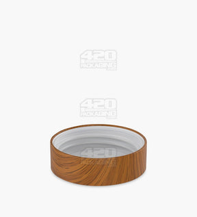 53mm Flat Push & Turn Plastic Child Resistant Caps w/ Foam Liner - Walnut Wood - 120/Box - 4