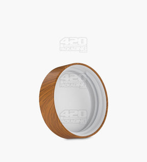 53mm Flat Push & Turn Plastic Child Resistant Caps w/ Foam Liner - Walnut Wood - 120/Box - 2