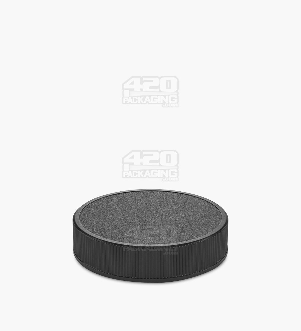 63mm Ribbed Plastic Caps w/ Foam Liner - Semi Gloss Black - 36/Box