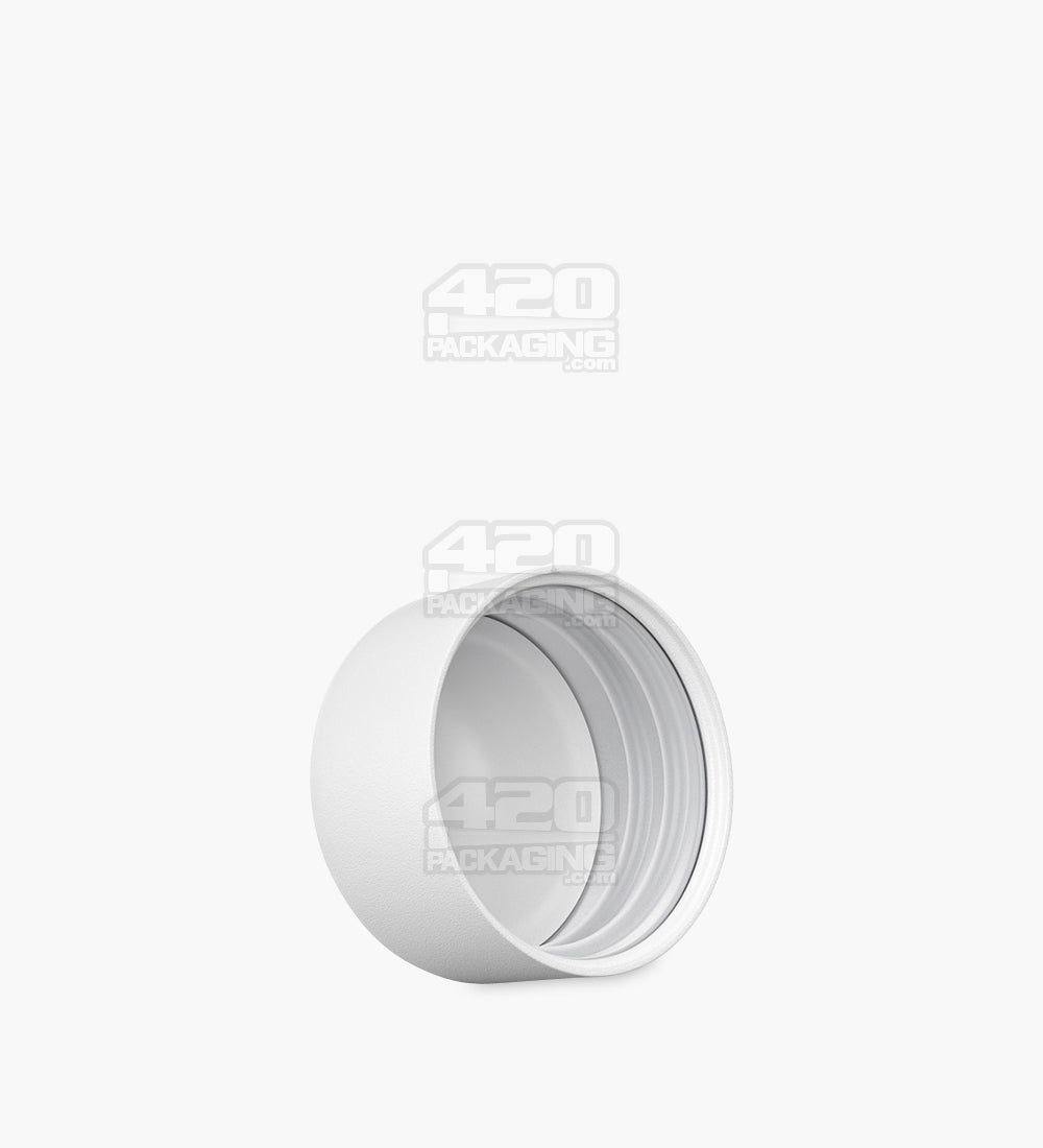 28mm Flat Push and Turn Smooth Child Resistant Plastic Caps w/ Foam Liner - Matte White - 504/Box