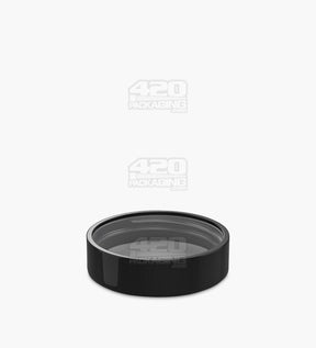 50mm Smooth Push and Turn Flat Child Resistant Plastic Caps With Foam Liner - Glossy Black - 100/Box