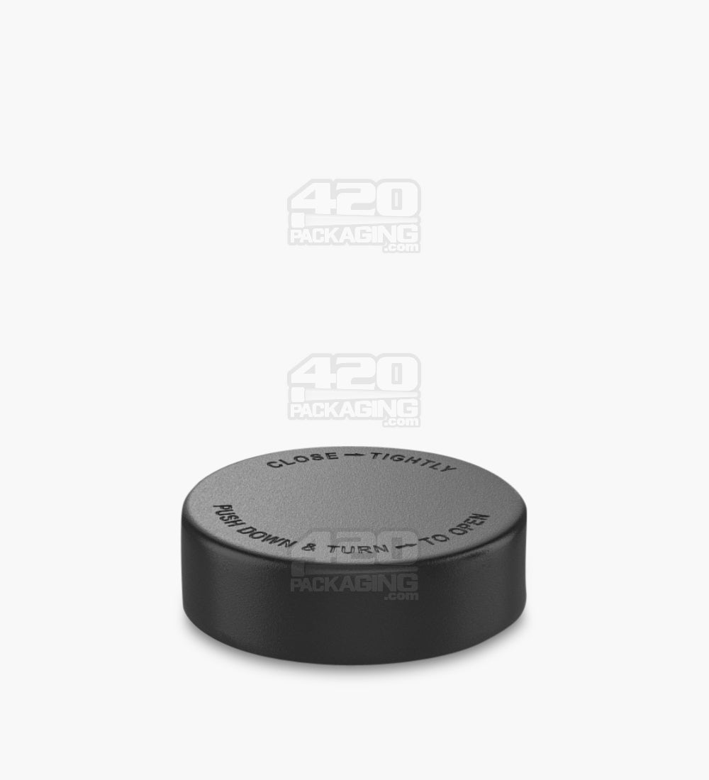 50mm Smooth Push and Turn Child Resistant Plastic Caps With Foam Liner - Black - 100/Box - 3