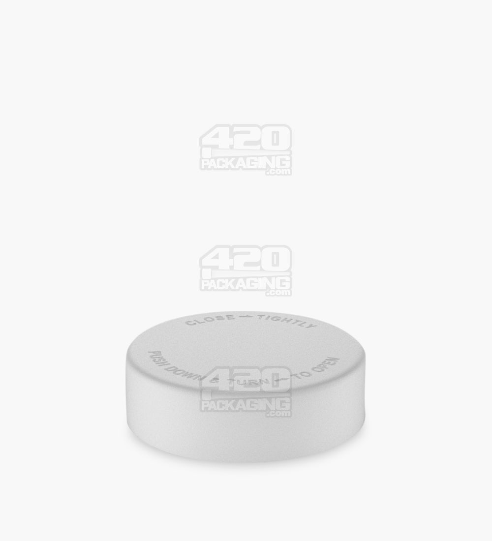 50mm Smooth Push and Turn Child Resistant Plastic Caps With Foam Liner - White - 100/Box - 3