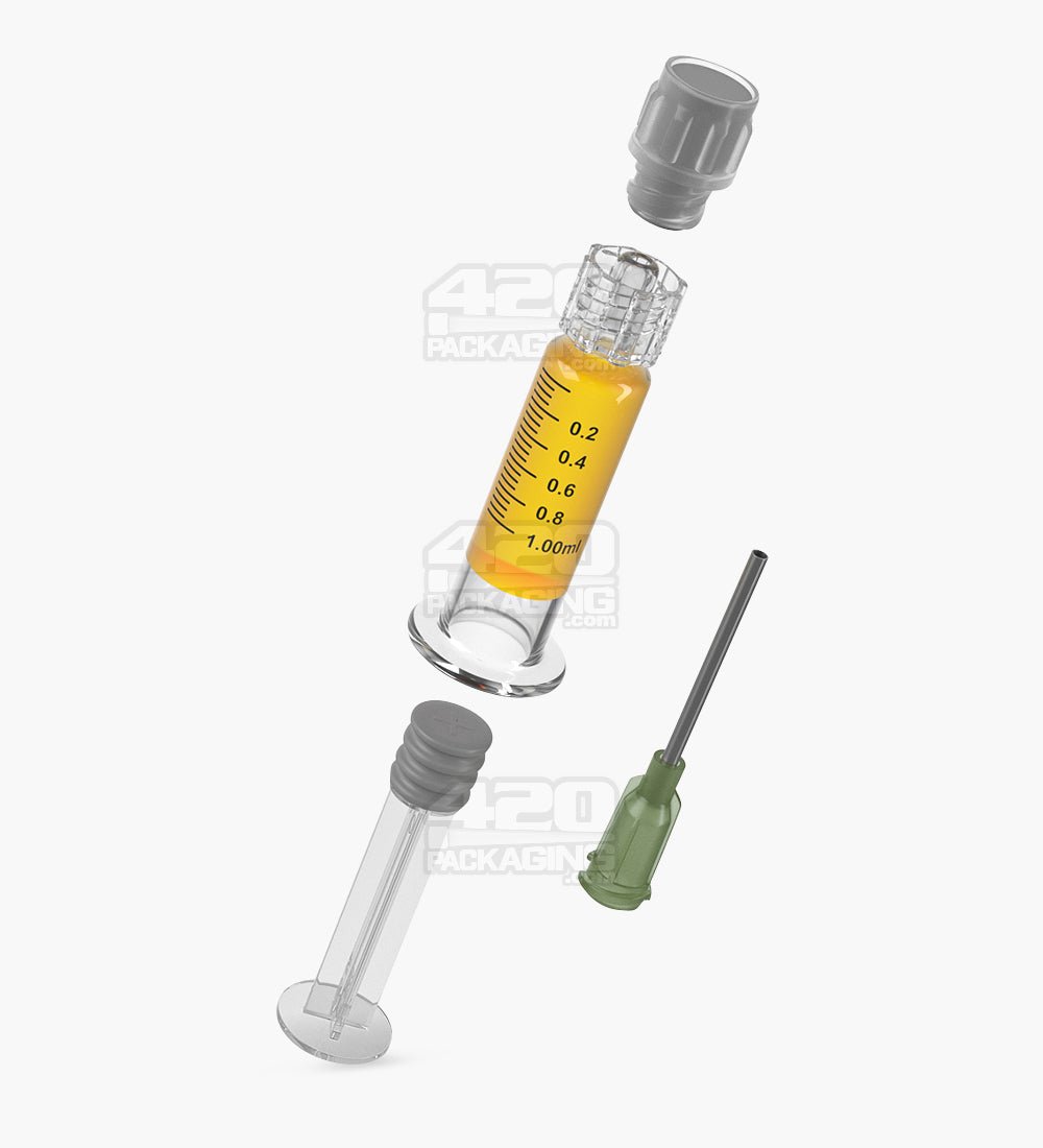 Luer Lock 1ml Glass Dab Applicator Syringes w/ Needle Tip 100/Box - 7