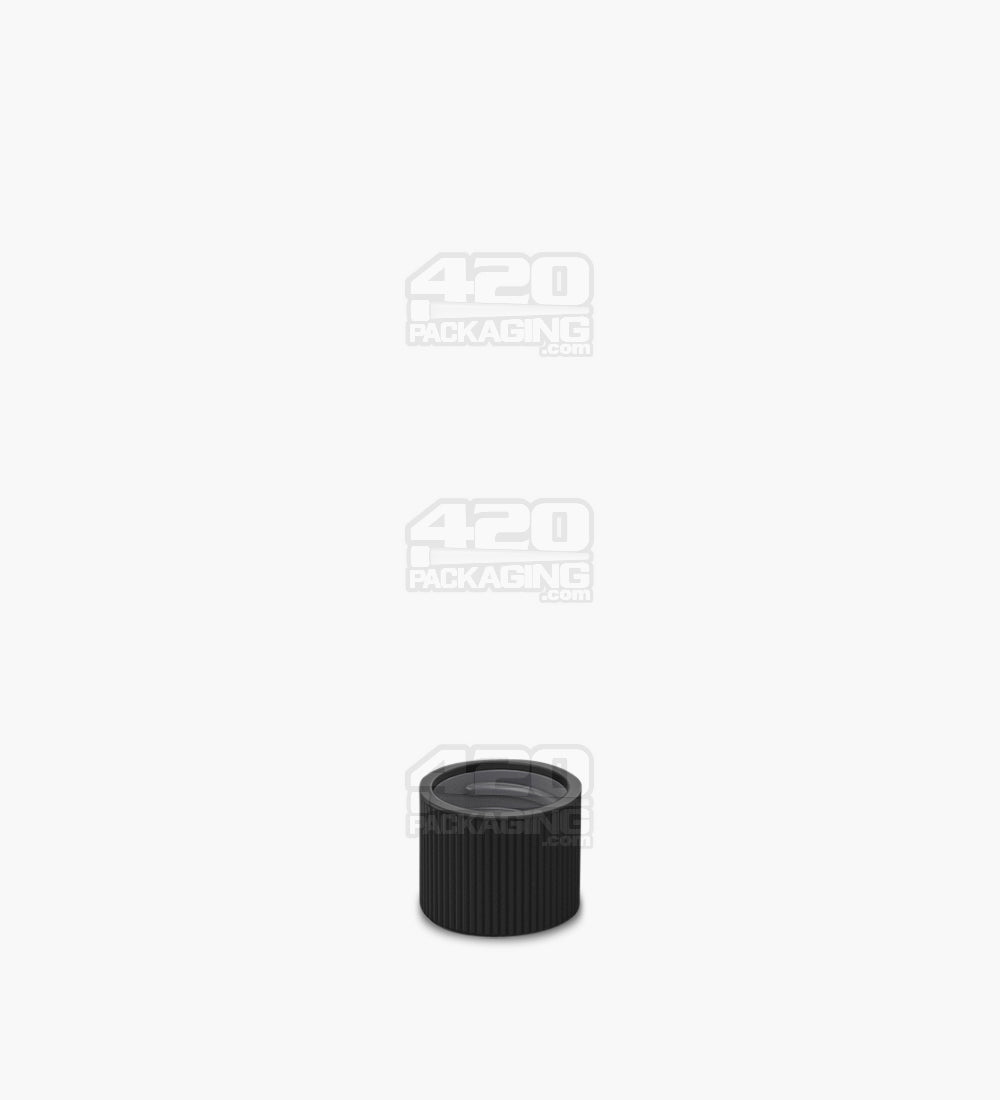 18mm Smooth Push and Turn Flat Plastic CR Caps For Glass Tubes - Matte Black - 400/Box - 4