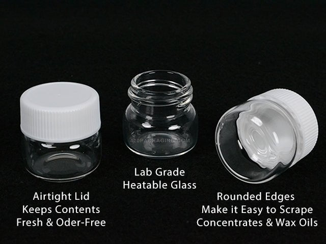 2 Dram Glass Concentrate Jars With White Lid 144/Box - 4