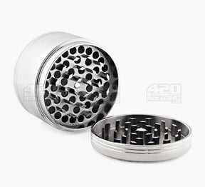 4 Piece 63mm Weed of Fortune Magnetic Metal Silver Grinder w/ Catcher - 2