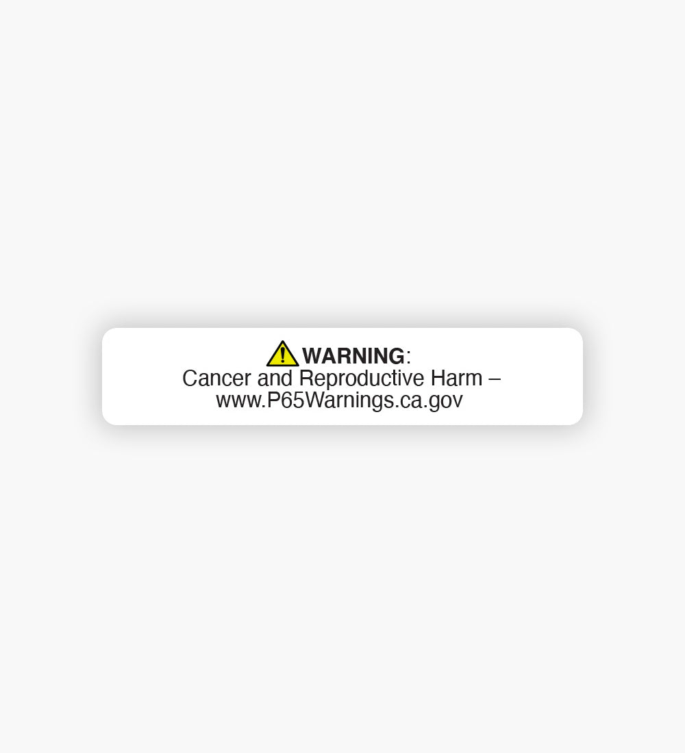 California Prop 65 Warning Compliance Label | .5in x 2.5in - Short Form - 1000 Count