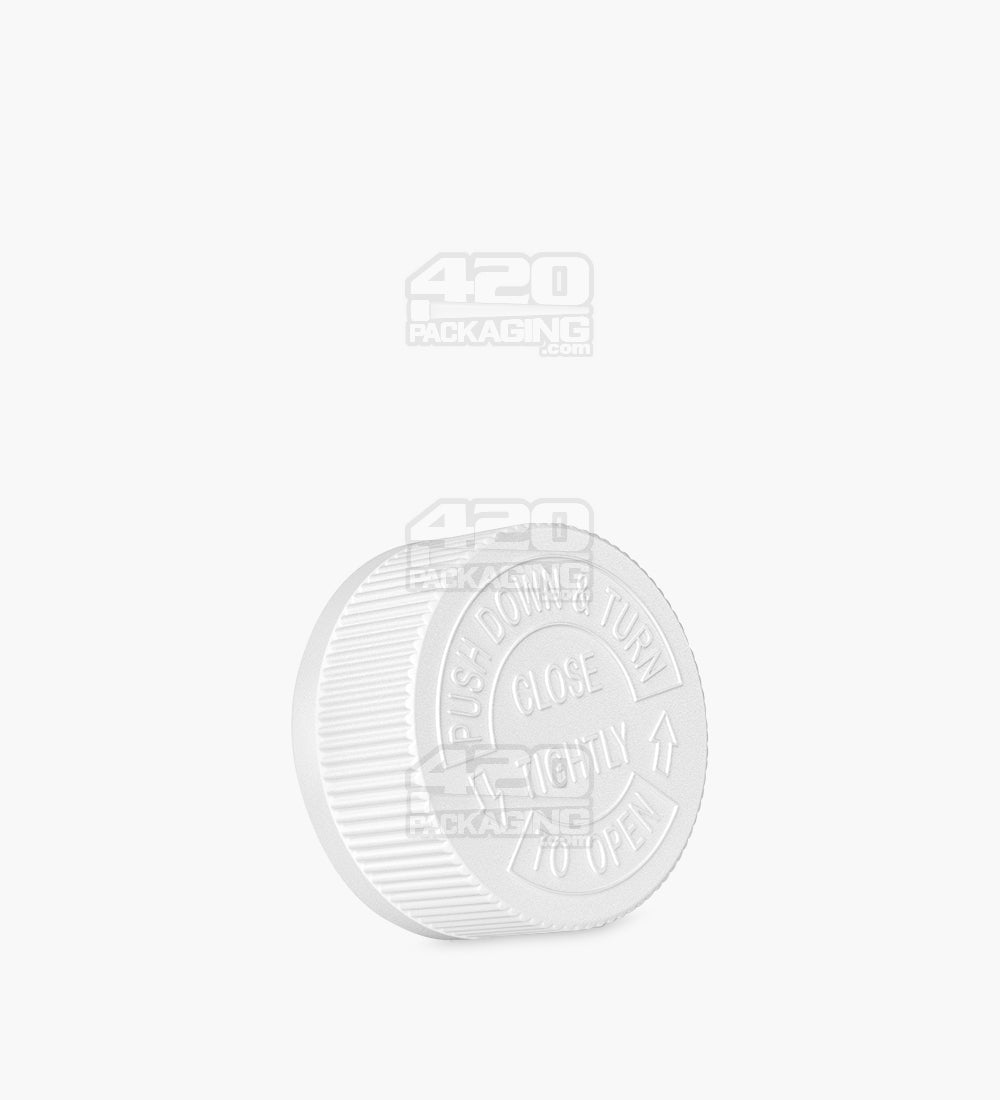 Child Resistant | Ribbed Push Down & Turn Plastic Caps | 33mm - Semi Gloss White - 252 Count