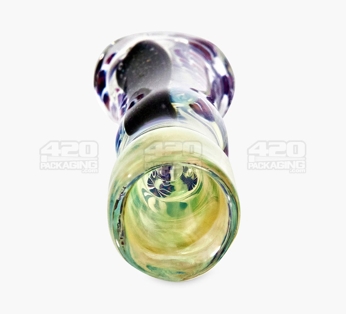 Dichro & Gold Fumed Chillum Hand Pipe w/ Ribboning | 3in Long - Glass - Assorted - 2