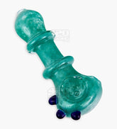 Frit Ringed Spoon Hand Pipe w/ Triple Knockers | 4.5in Long - Glass - Assorted - 1