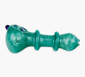 Frit Ringed Spoon Hand Pipe w/ Triple Knockers | 4.5in Long - Glass - Assorted - 5