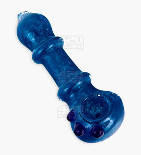 Frit Ringed Spoon Hand Pipe w/ Triple Knockers | 4.5in Long - Glass - Assorted - 8