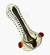 Dichro & Gold Fumed Spoon Hand Pipe w/ Ribboning & Knocker | 3.5in Long - Glass - Assorted - 1