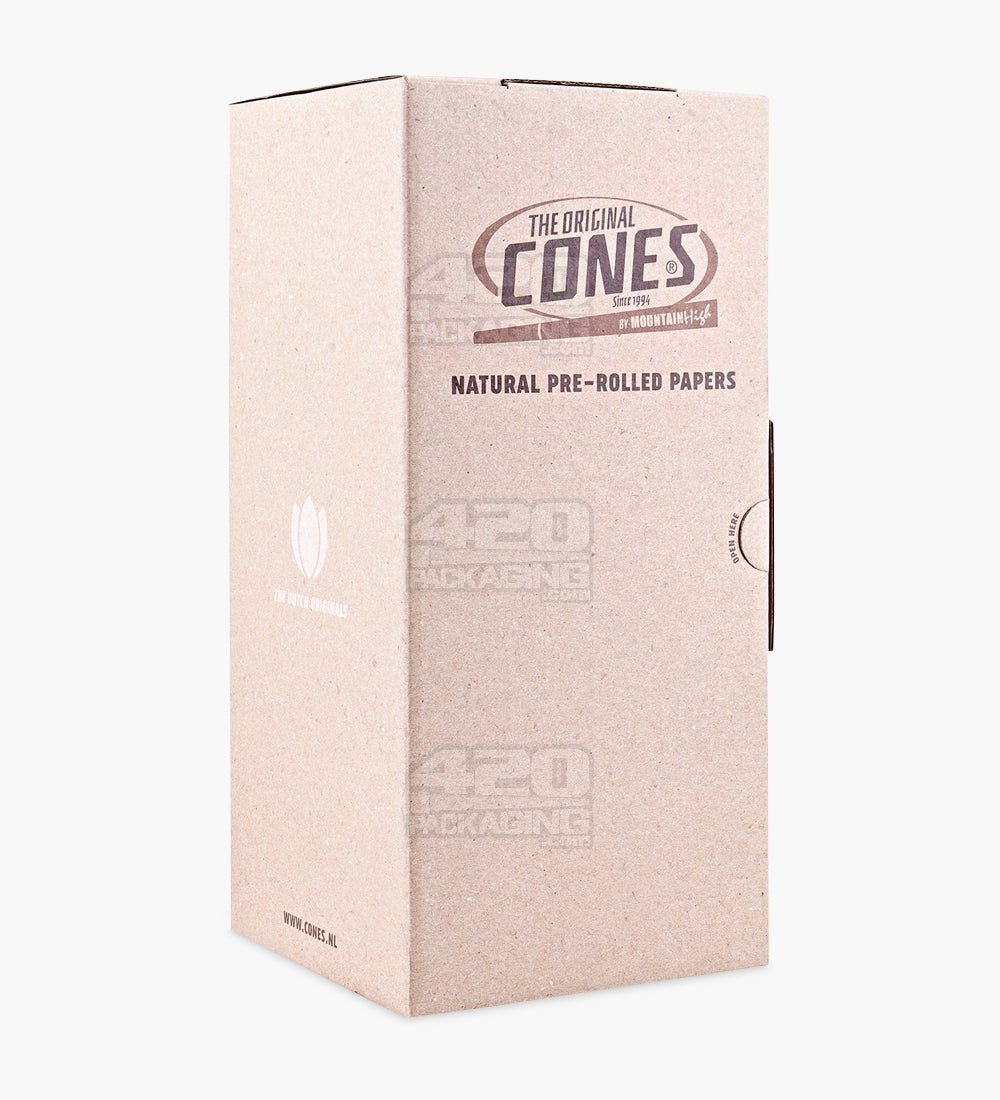 The Original Cones 84mm 1 1/4 Size Unbleached Brown Paper Pre Rolled Cones w/ Filter Tip 900/Box - 4