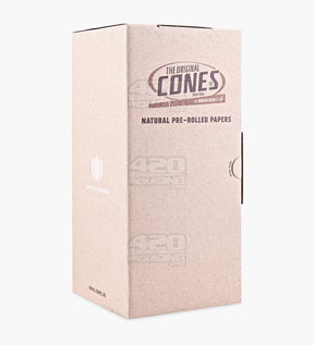 The Original Cones 84mm 1 1/4 Size Unbleached Brown Paper Pre Rolled Cones w/ Filter Tip 900/Box - 4
