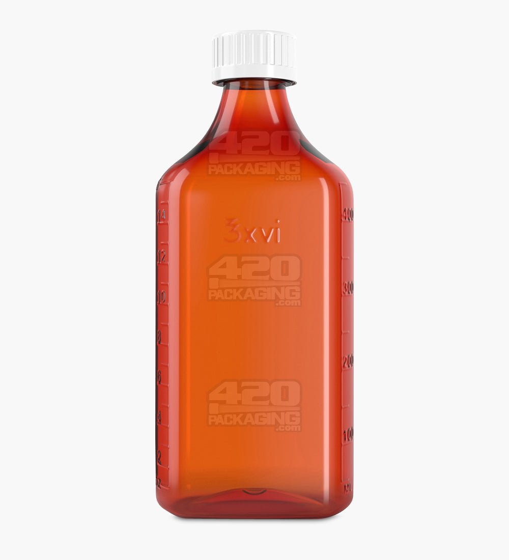 179mm Push & Turn Amber Child Resistant Plastic Syrup Bottles 40/Box - 1