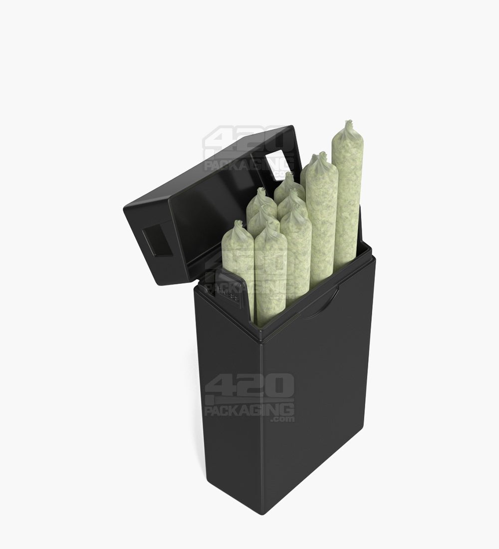 Child Resistant & Sustainable Biodegradable Pinch 'N Flip Edible & Pre-Roll Black Plastic Joint Case 100/Box - 2