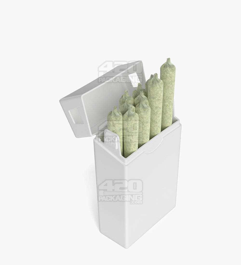 Child Resistant & Sustainable Biodegradable Pinch 'N Flip Edible & Pre-Roll White Plastic Joint Case 130/Box - 2