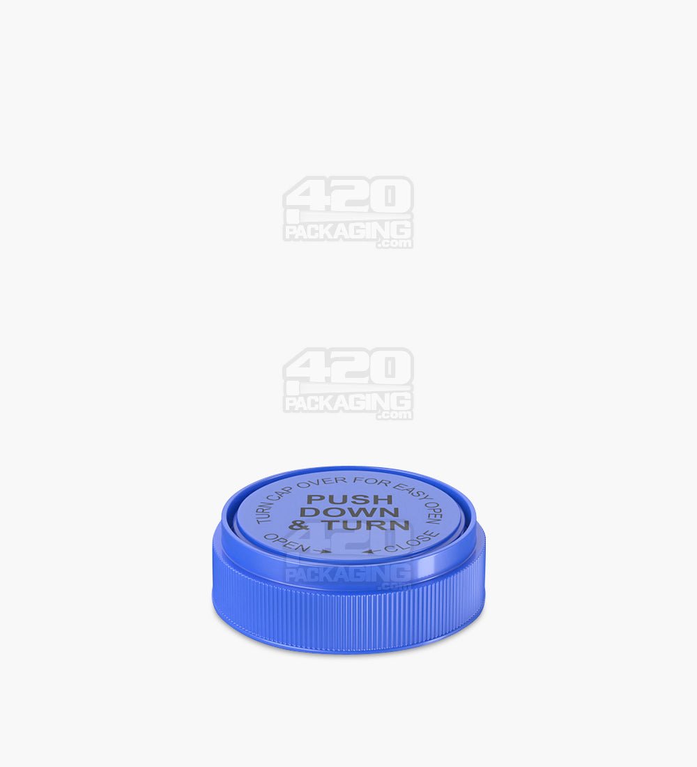104mm Child Resistant Opaque Blue Reversible Cap Vials 150/Box - 12