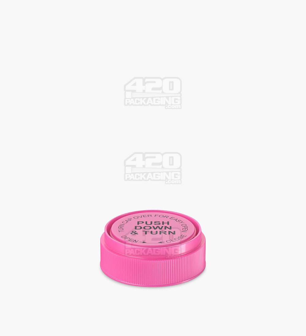 17mm Opaque Child Resistant Pink Reversible Cap Vials 240/Box - 12