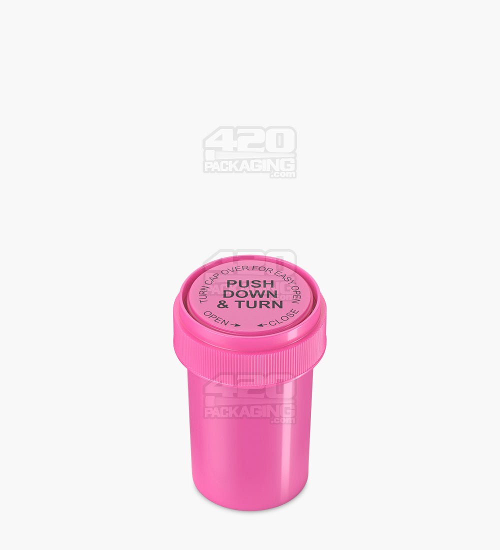 17mm Opaque Child Resistant Pink Reversible Cap Vials 240/Box - 4