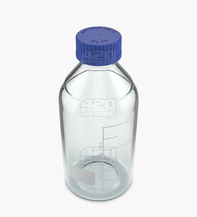 45mm Glass Reagent Lab Bottle w/ Blue Screw Top Cap - 1000ml - 24/Box - 4