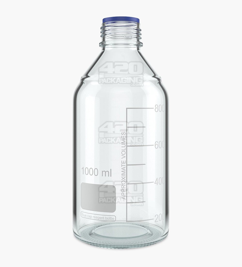 45mm Glass Reagent Lab Bottle w/ Blue Screw Top Cap - 1000ml - 24/Box - 2