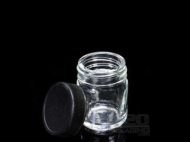 1oz Glass Screw Top Jars With Black Lid 252-Box - 1