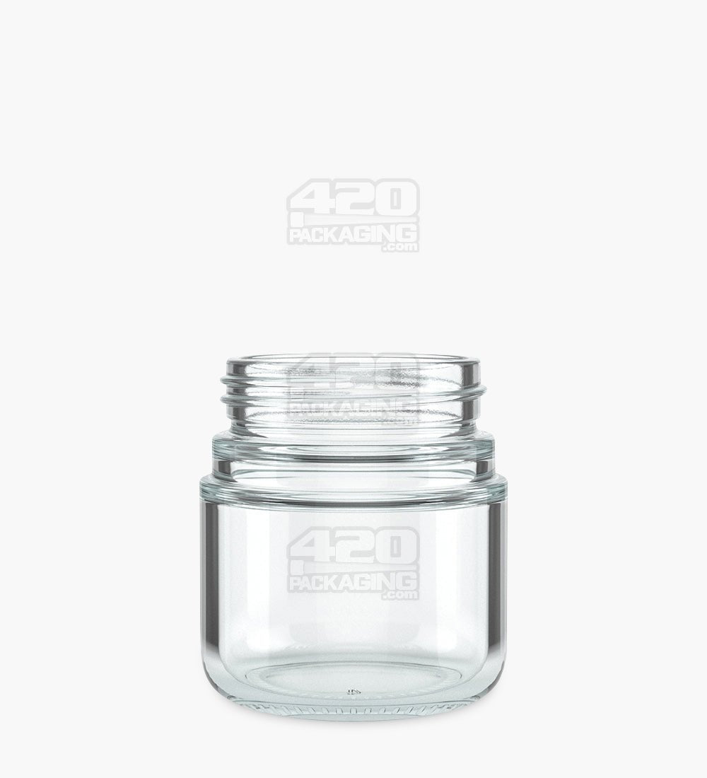 Child Resistant Rounded 2oz Base Clear Glass Jars With Black Lid 200/Box - 2