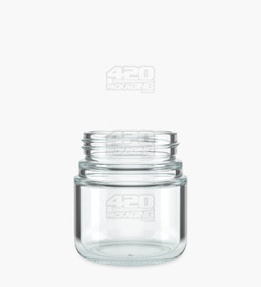 Child Resistant Rounded 2oz Base Clear Glass Jars With Black Lid 200/Box - 2