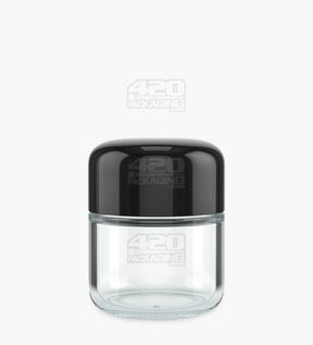 Child Resistant Rounded 2oz Base Clear Glass Jars With Black Lid 200/Box - 1