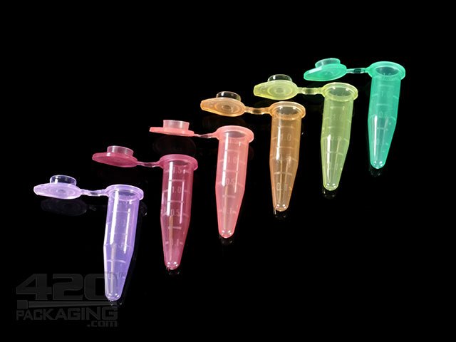 1.5ml Hinged Lid Colored Plastic Concentrates & Seed Vials 500/Box - 1