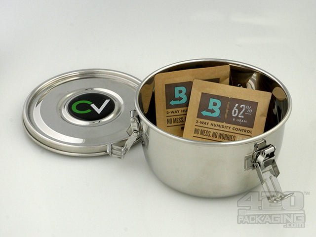 .70 Liter C-Vault Large Metal Storage Jar With Boveda Packs - 3