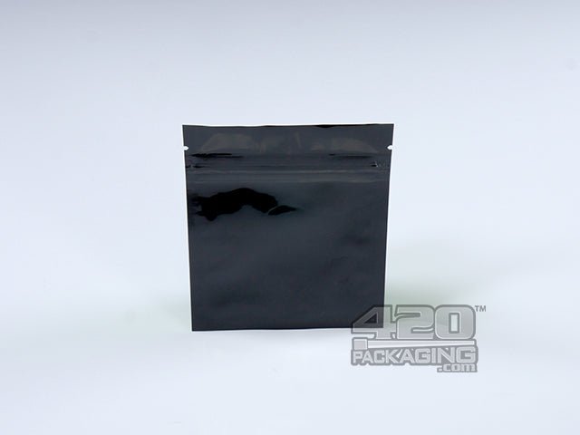 Black-Black 3.4" x 4" Mylar Flat Seal Zip Bags (1.0 grams) 100/Box - 1