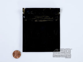 Black-Black 3.4" x 4" Mylar Flat Seal Zip Bags (1.0 grams) 100/Box - 2