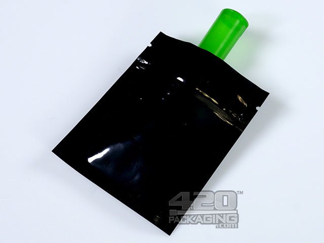 Black-Black 3.4" x 4" Mylar Flat Seal Zip Bags (1.0 grams) 100/Box - 3