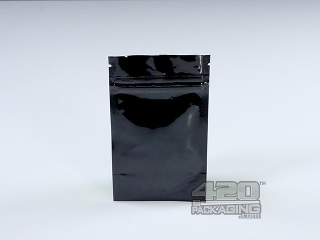 Black-Black 3" x 5" Mylar Stand Up Pouch Zip Bags 1000/Box - 1
