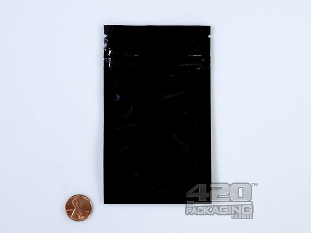 Black-Black 3" x 5" Mylar Stand Up Pouch Zip Bags 1000/Box - 2