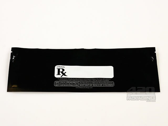 Black-Clear 9" x 3" CA Print Flat Seal Zip Bags (Pre Roll & Syringe) 1000/Box - 1
