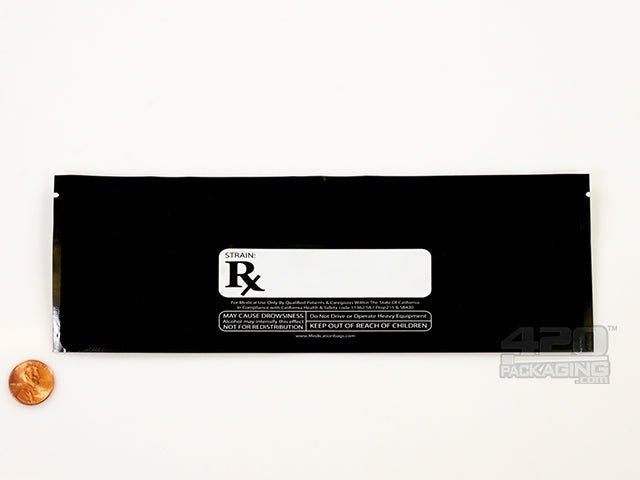 Black-Clear 9" x 3" CA Print Flat Seal Zip Bags (Pre Roll & Syringe) 1000/Box - 2