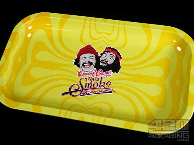 Cheech & Chong Yellow 40th Anniversary Medium Metal Rolling Tray 1/Box - 2
